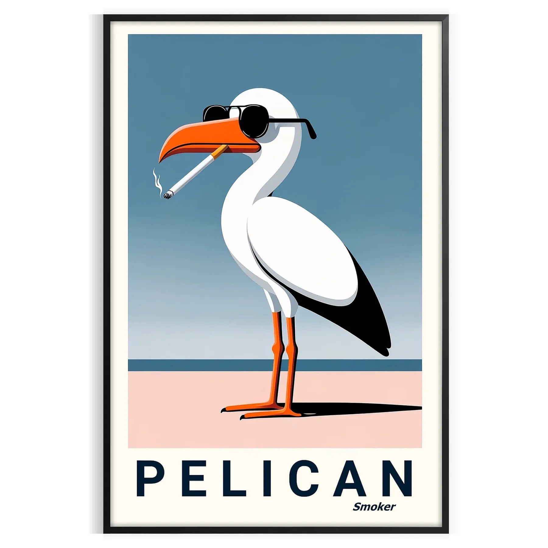 space vibrant pelican poster stunning shades orange white wall art thoughtful gift unique addition collection unframed options artwork decor