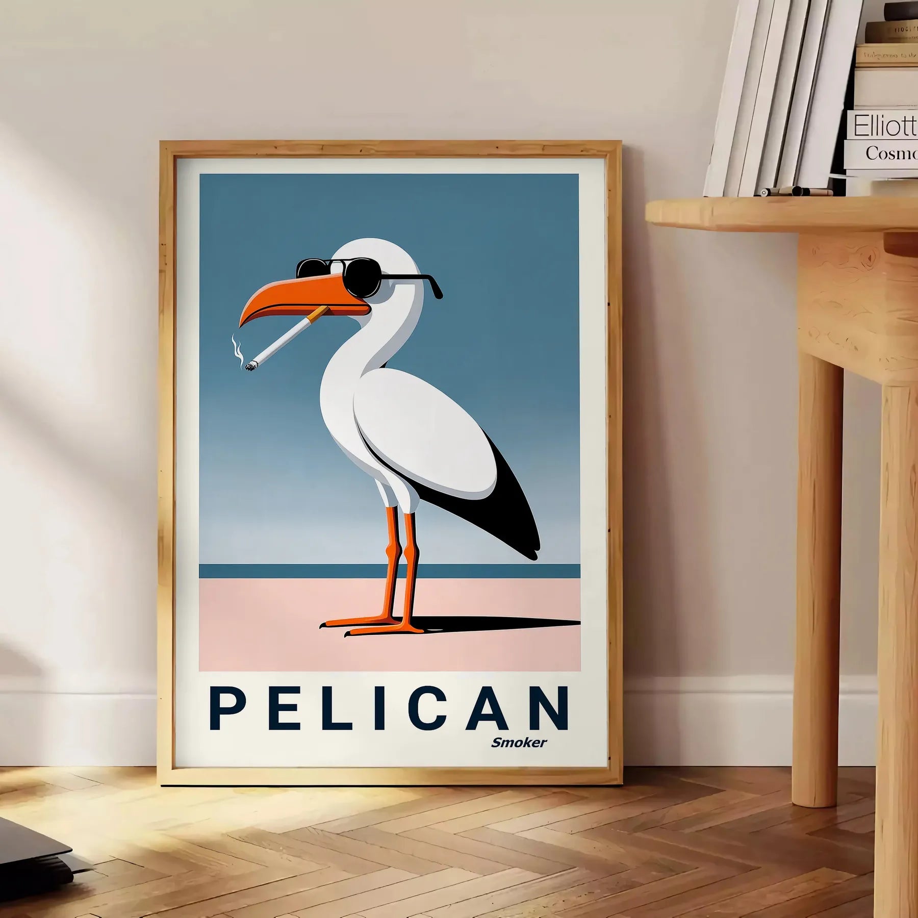 space vibrant pelican poster stunning shades orange white wall art thoughtful gift unique addition collection unframed options artwork decor