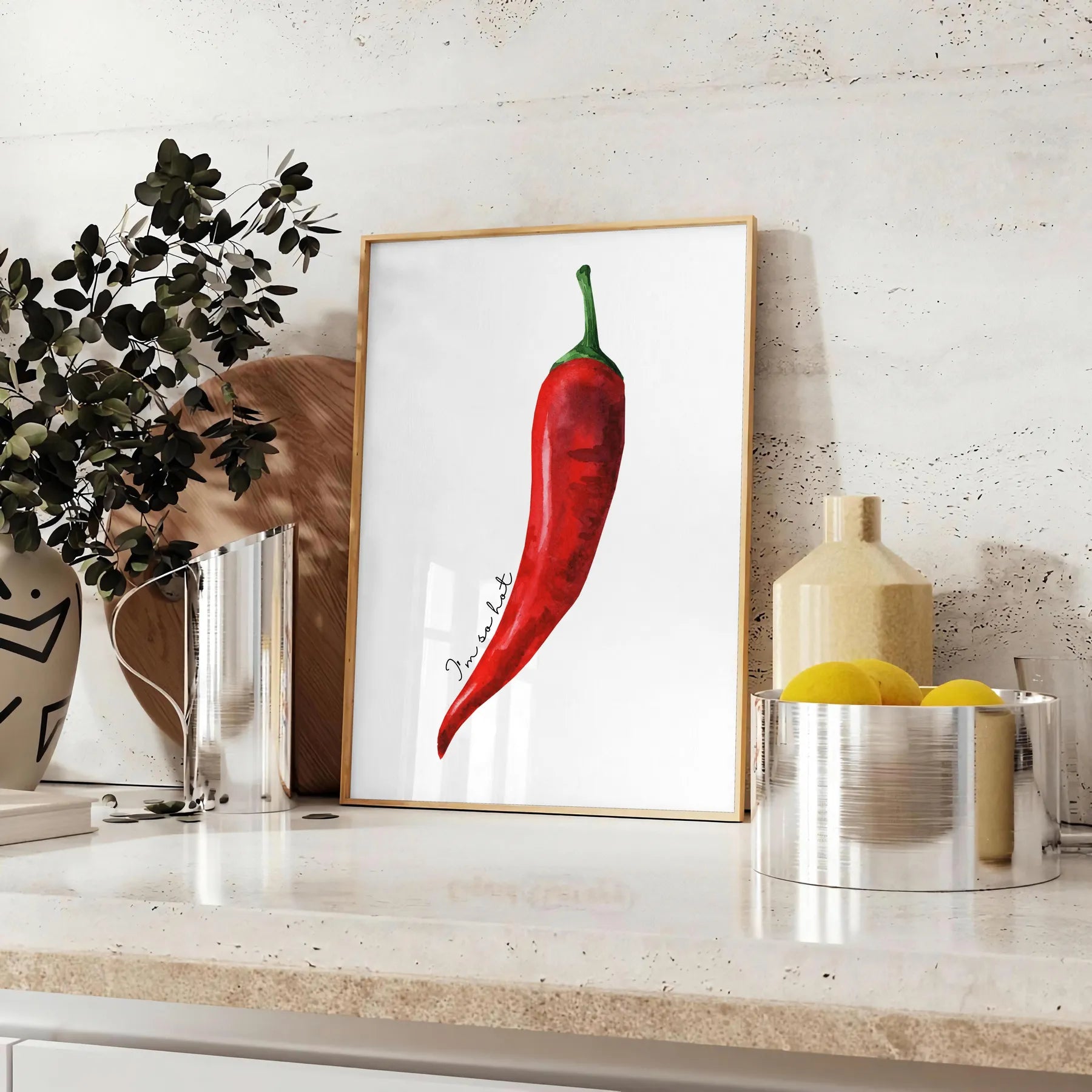 space vibrant Pepper 2 Kitchen poster bold green red hues wall art unique gift eye print flavor character decor sizes A4 cm A0