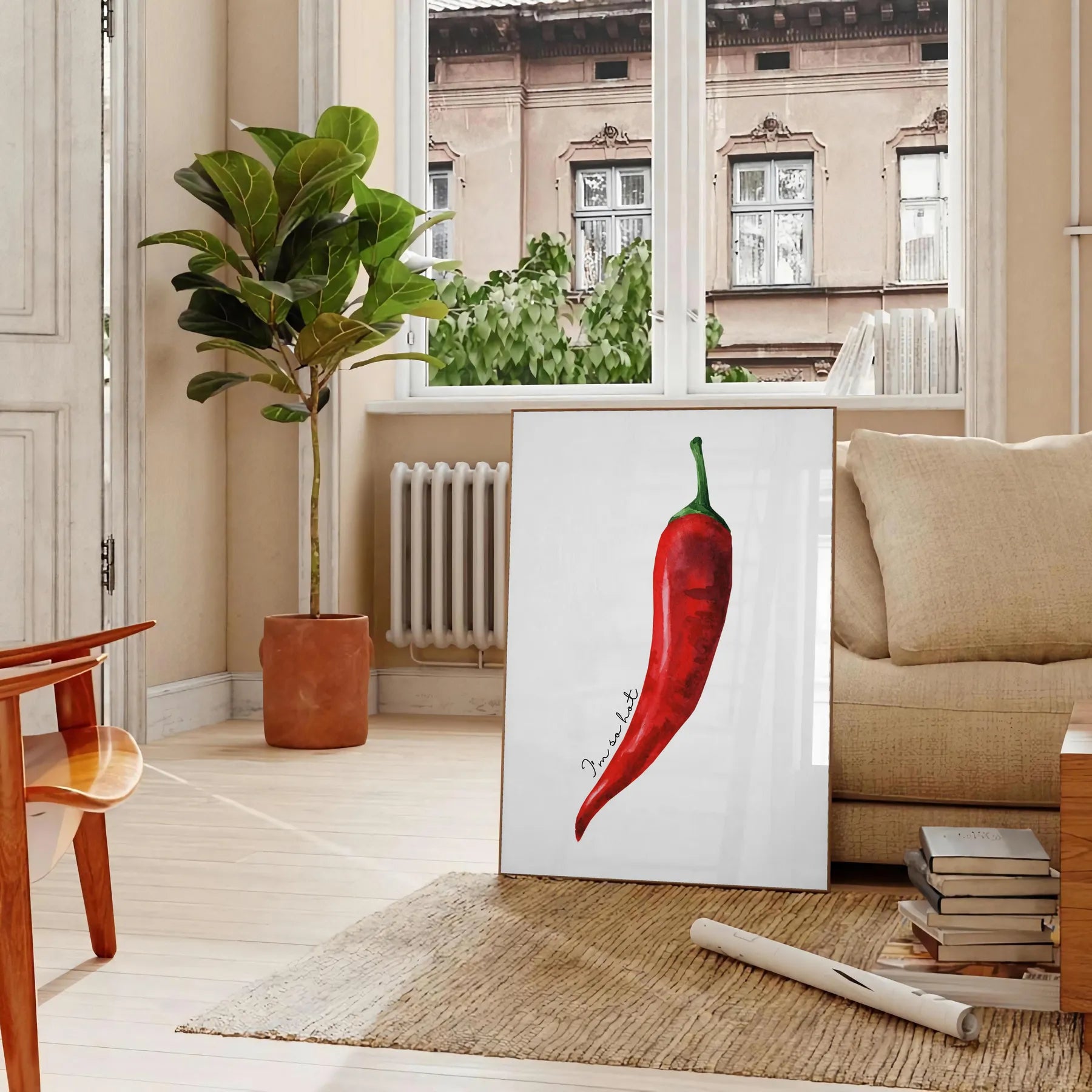 space vibrant Pepper 2 Kitchen poster bold green red hues wall art unique gift eye print flavor character decor sizes A4 cm A0