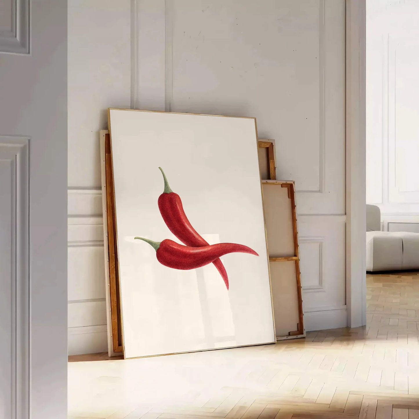 kitchen decor Pepper 3 Poster modern blend gray red hues spice wall art collection vibrant print excellent gift various sizes A4 cm A0