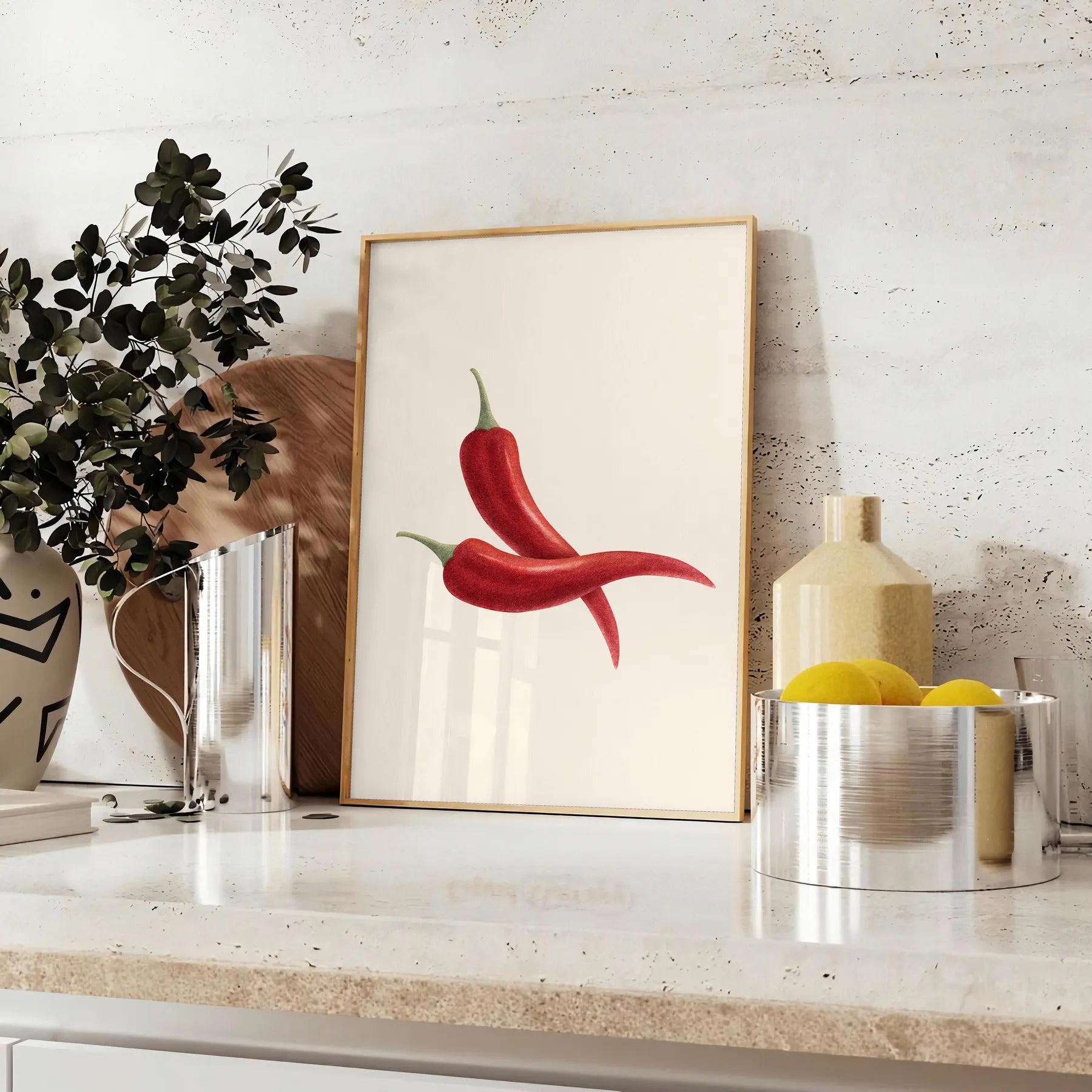 kitchen decor Pepper 3 Poster modern blend gray red hues spice wall art collection vibrant print excellent gift various sizes A4 cm A0