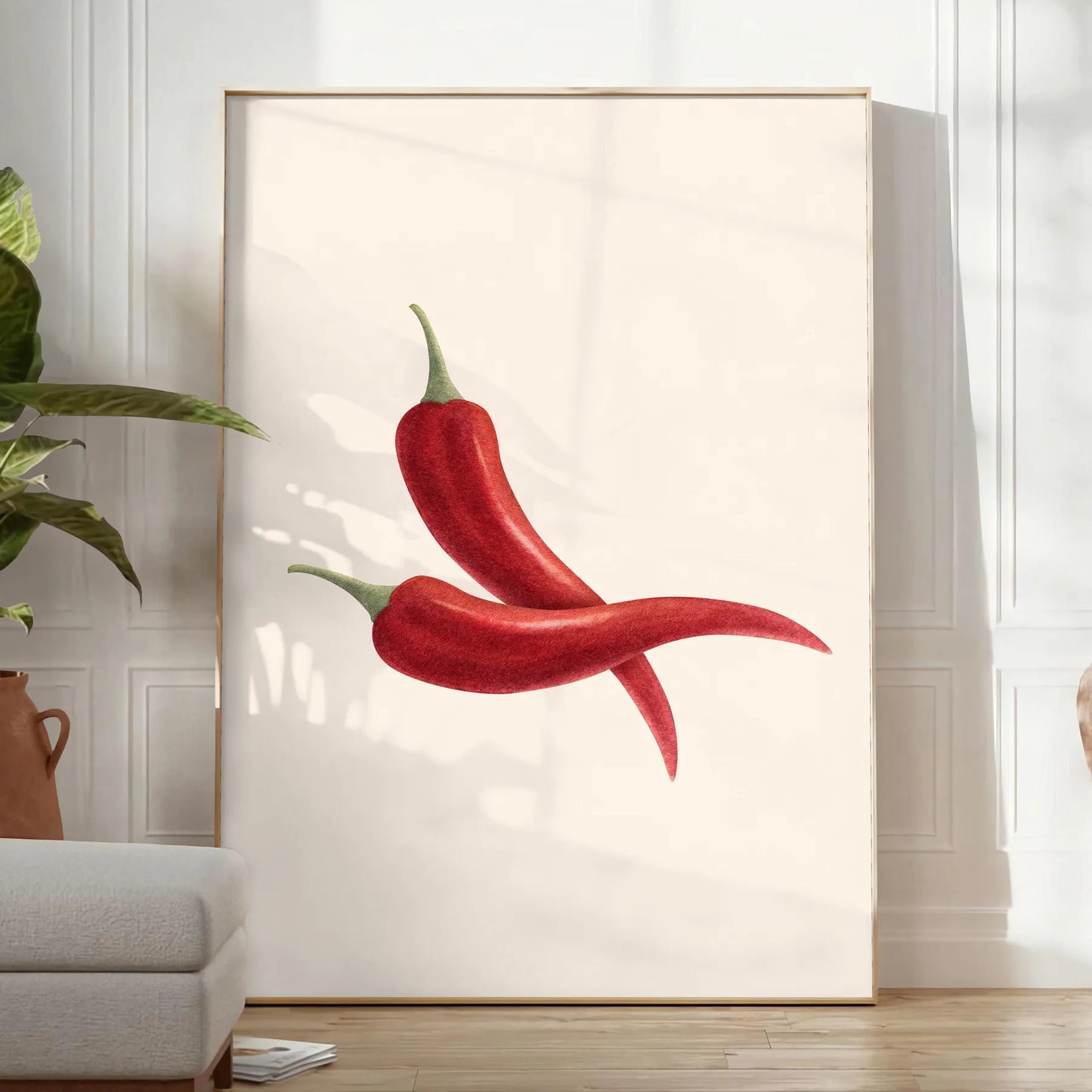 kitchen decor Pepper 3 Poster modern blend gray red hues spice wall art collection vibrant print excellent gift various sizes A4 cm A0