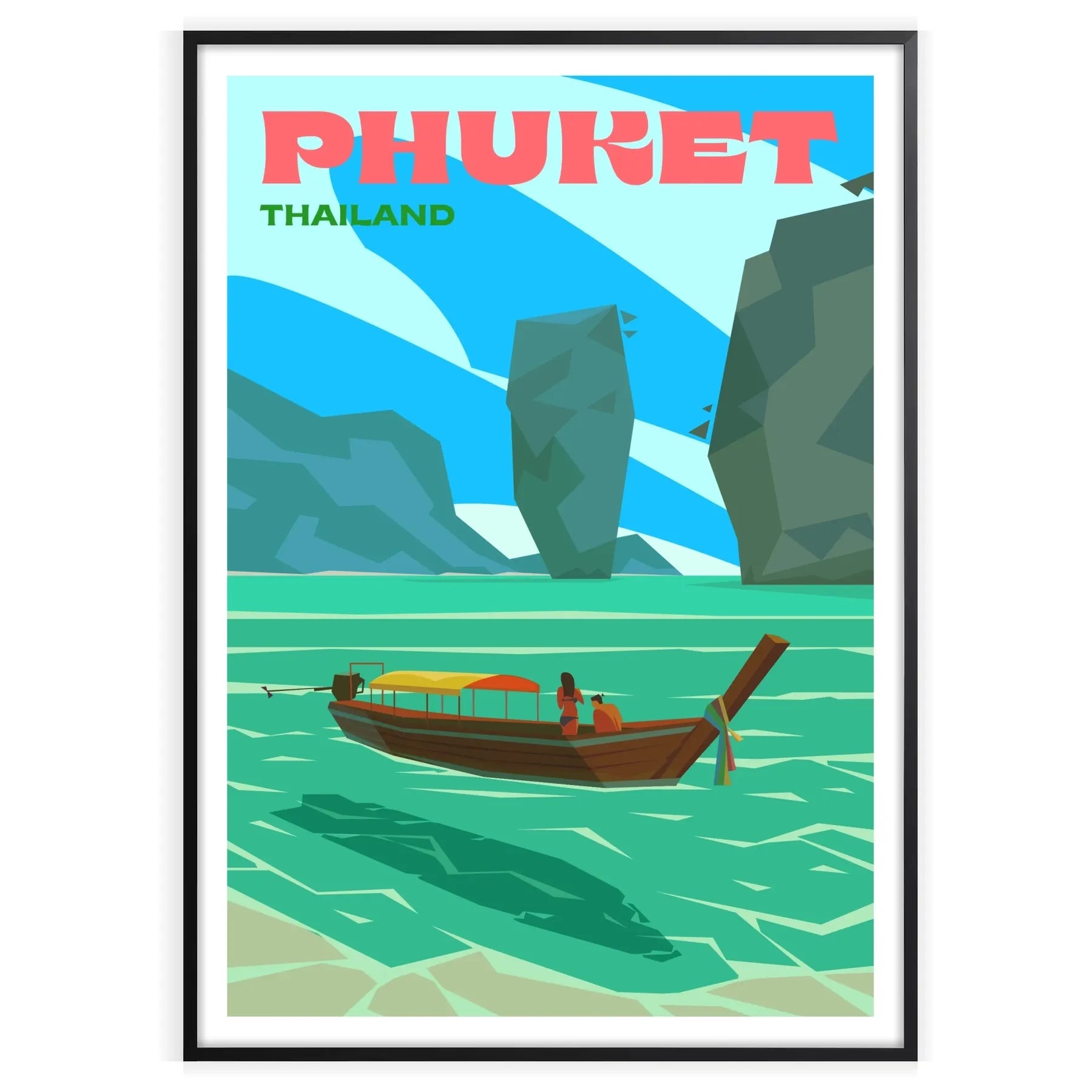 enchanting vibes Phuket stunning poster serene gray blue hues print wall art thoughtful gift artwork essence tropical allure A4 cm A0 available space