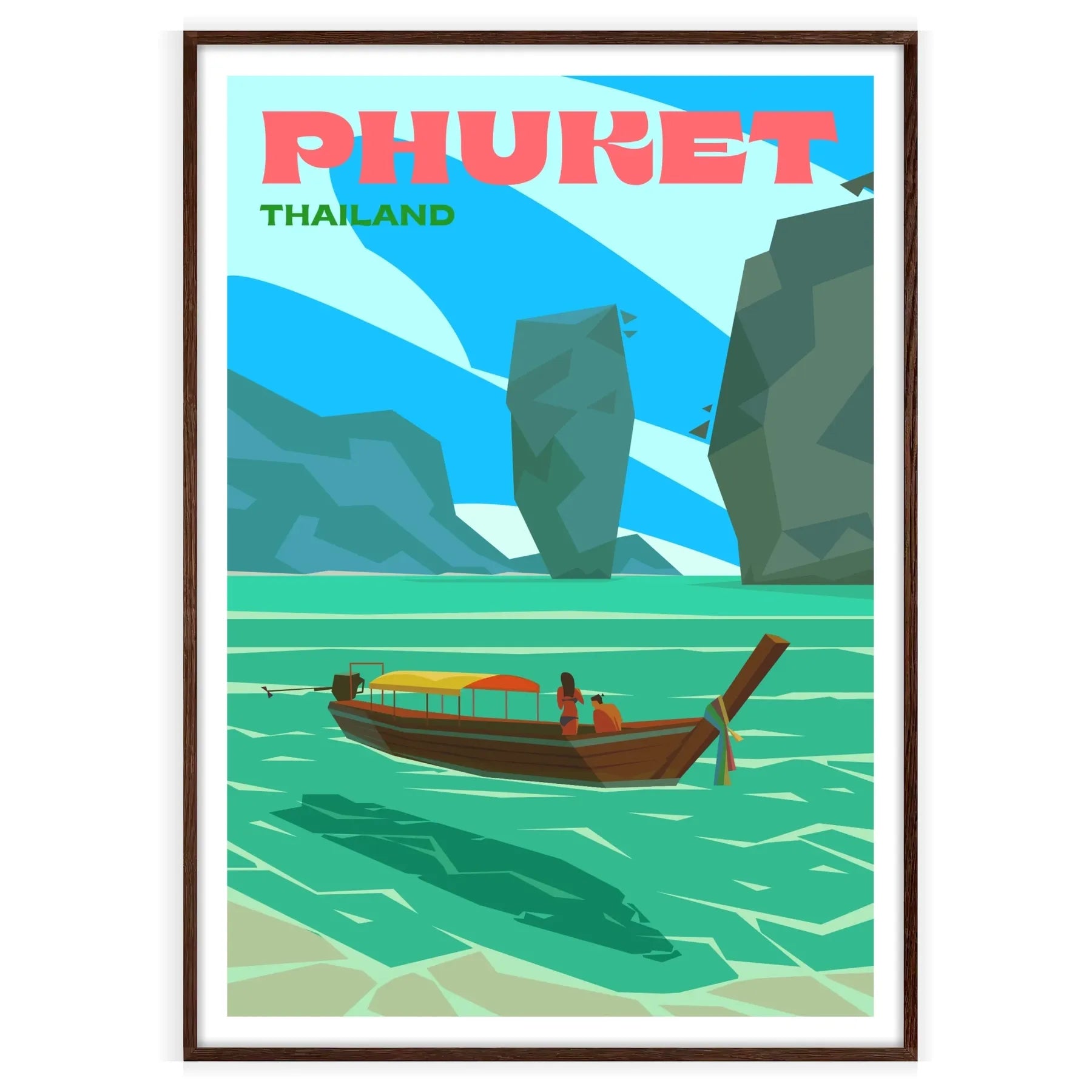 enchanting vibes Phuket stunning poster serene gray blue hues print wall art thoughtful gift artwork essence tropical allure A4 cm A0 available space
