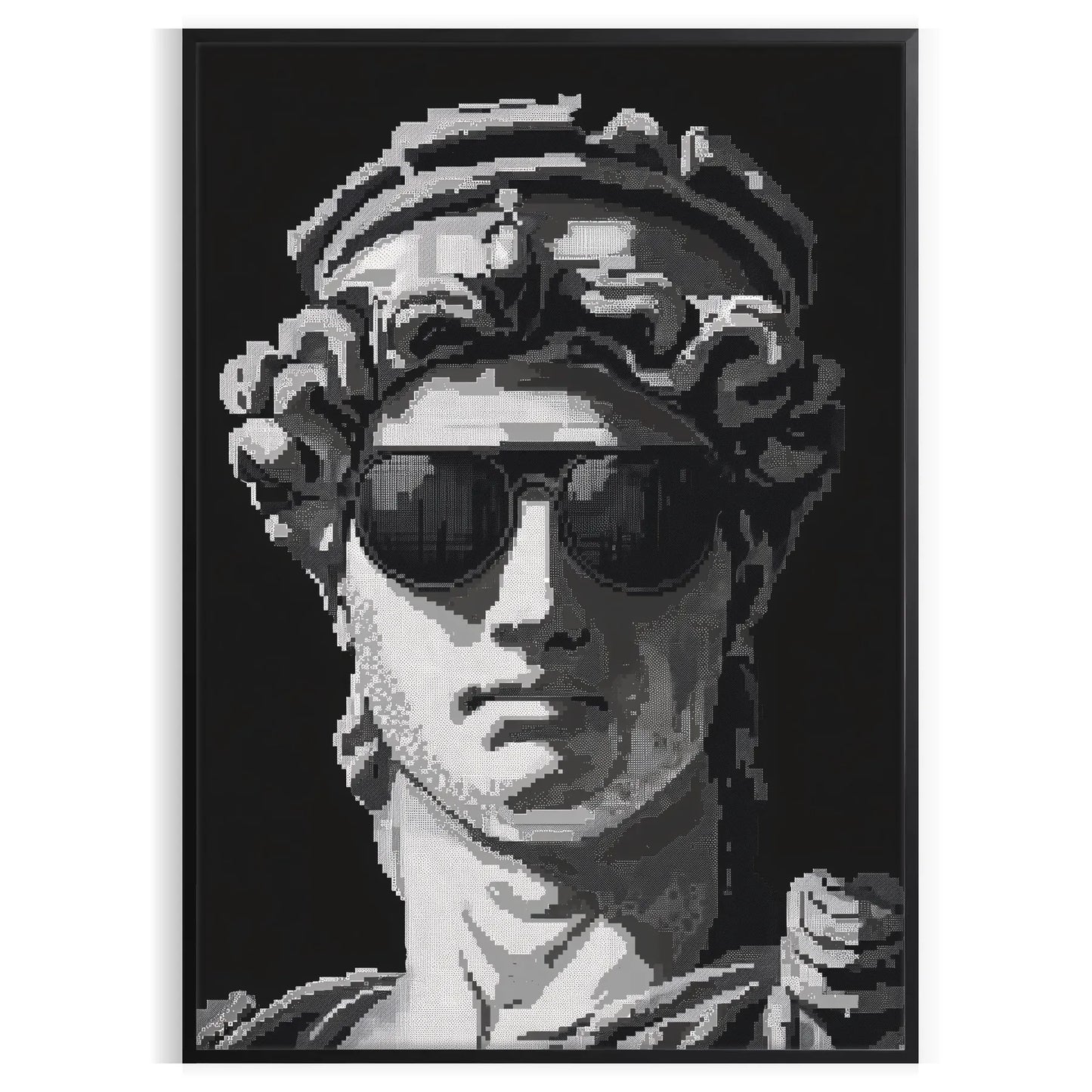 space captivating pixel art poster black blue tones unique wall unforgettable gift artwork modern flair room style print