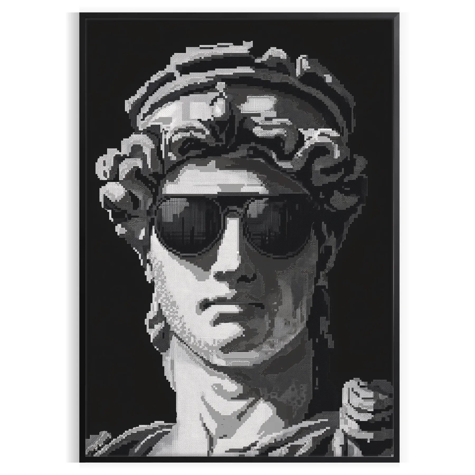 space captivating pixel art poster black blue tones unique wall unforgettable gift artwork modern flair room style print