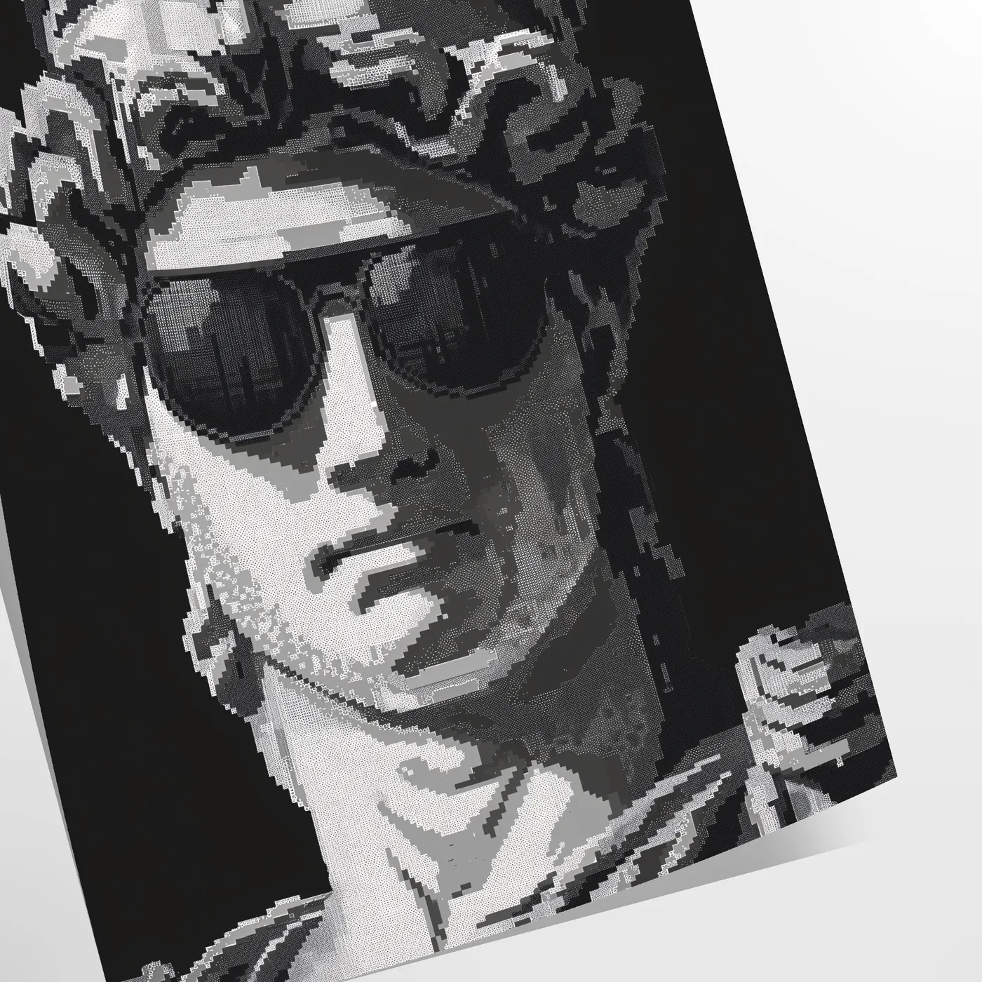 space captivating pixel art poster black blue tones unique wall unforgettable gift artwork modern flair room style print