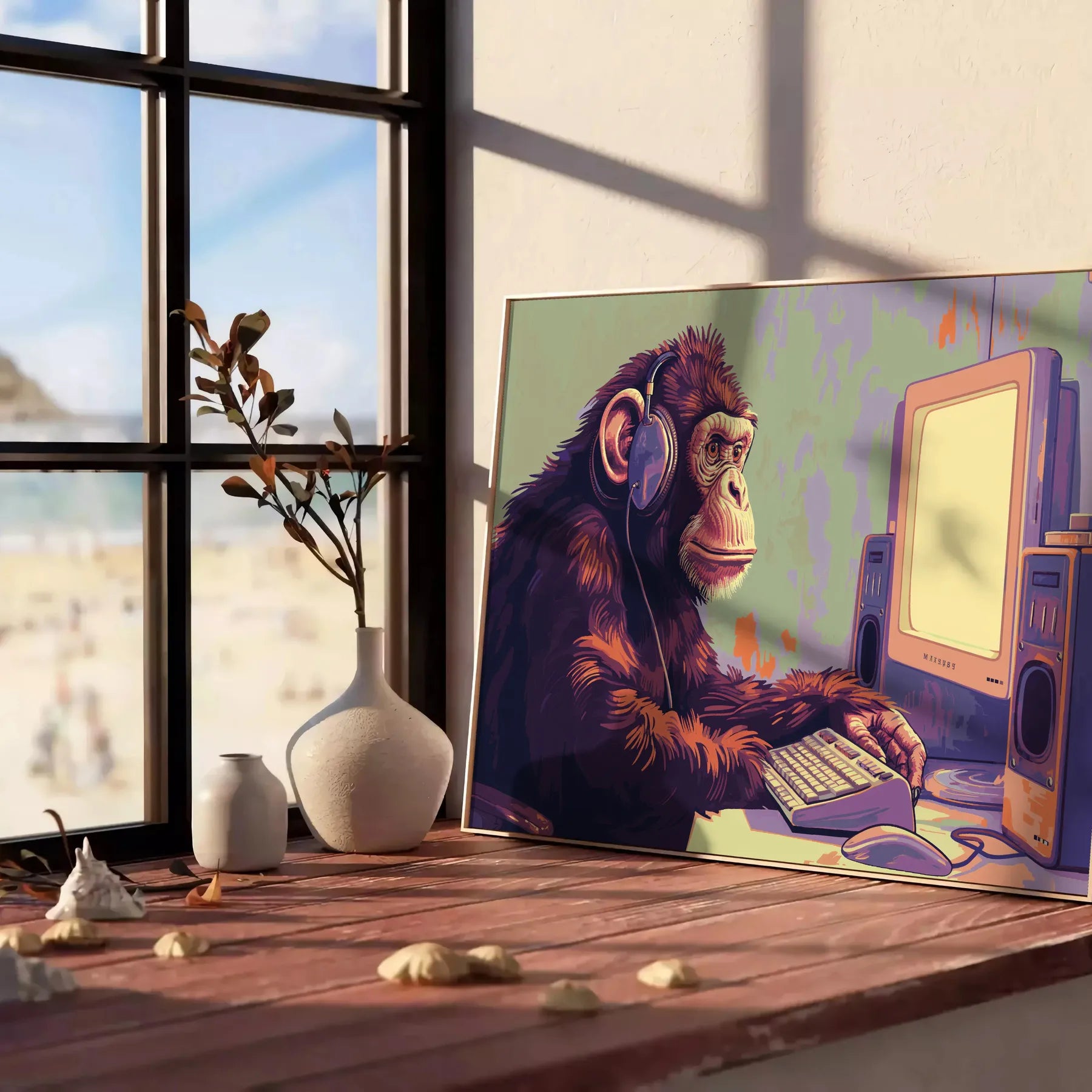 space vibrant pixel art poster black green hues wall unique gift artwork retro charm decor stunning print