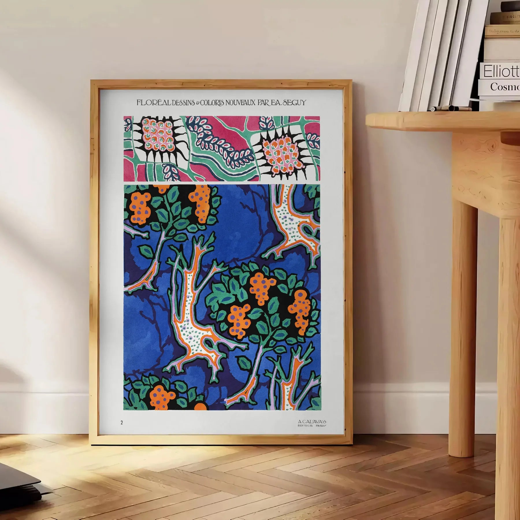 vibrant allure nature Plant EA Séguy poster orange blue hues wall art unique gift artwork space botanical haven A4 cm A0 print dimensions