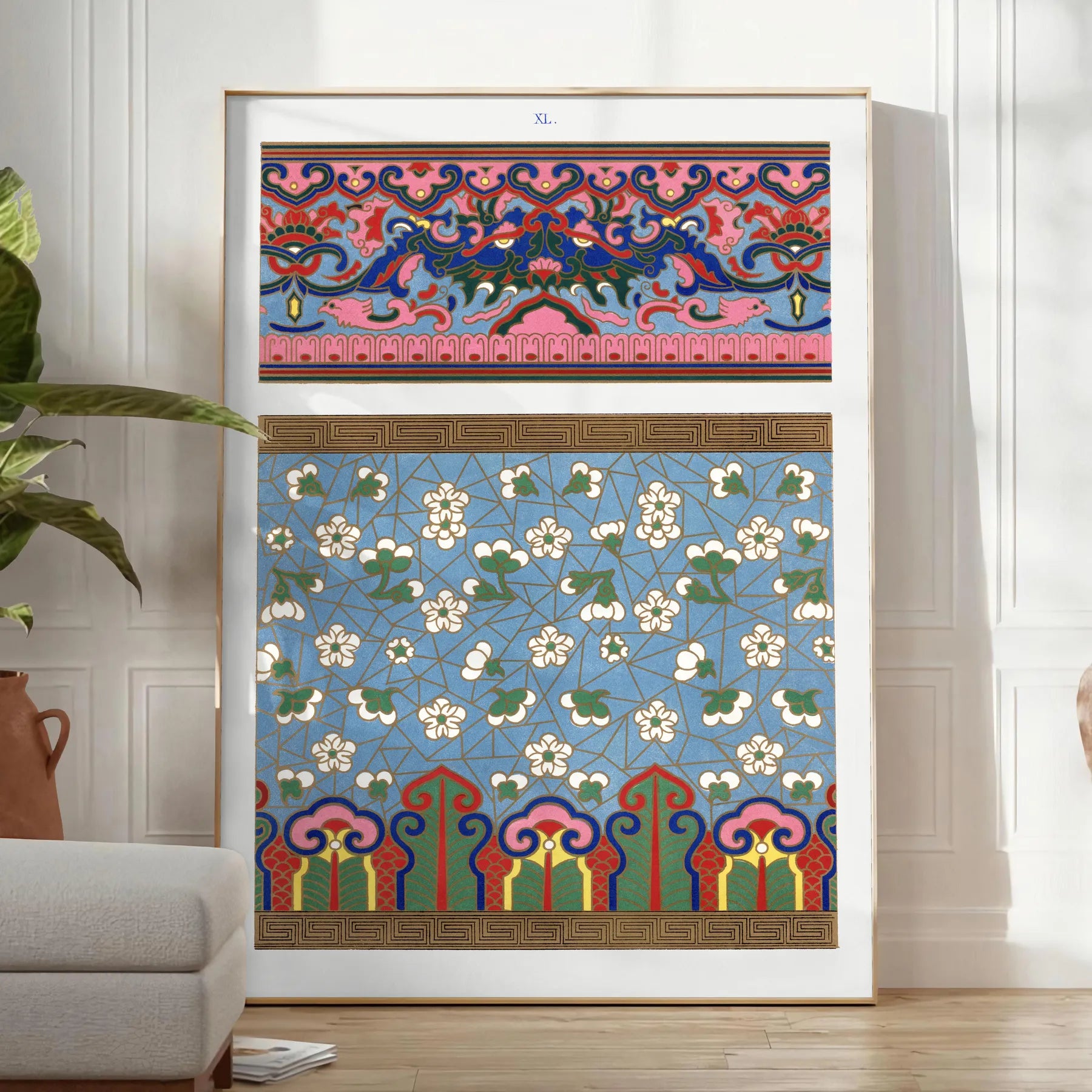 space plant poster gray blue hues wall art exquisite print touch nature elegance room thoughtful gift size A4 cm A0