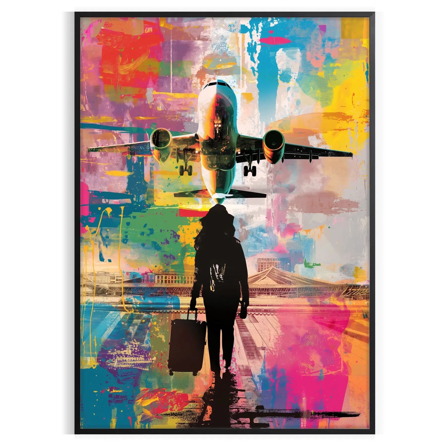 space vibrant pop art poster bold green blue hues striking wall piece unique gift artwork modern flair room unframed options convenience