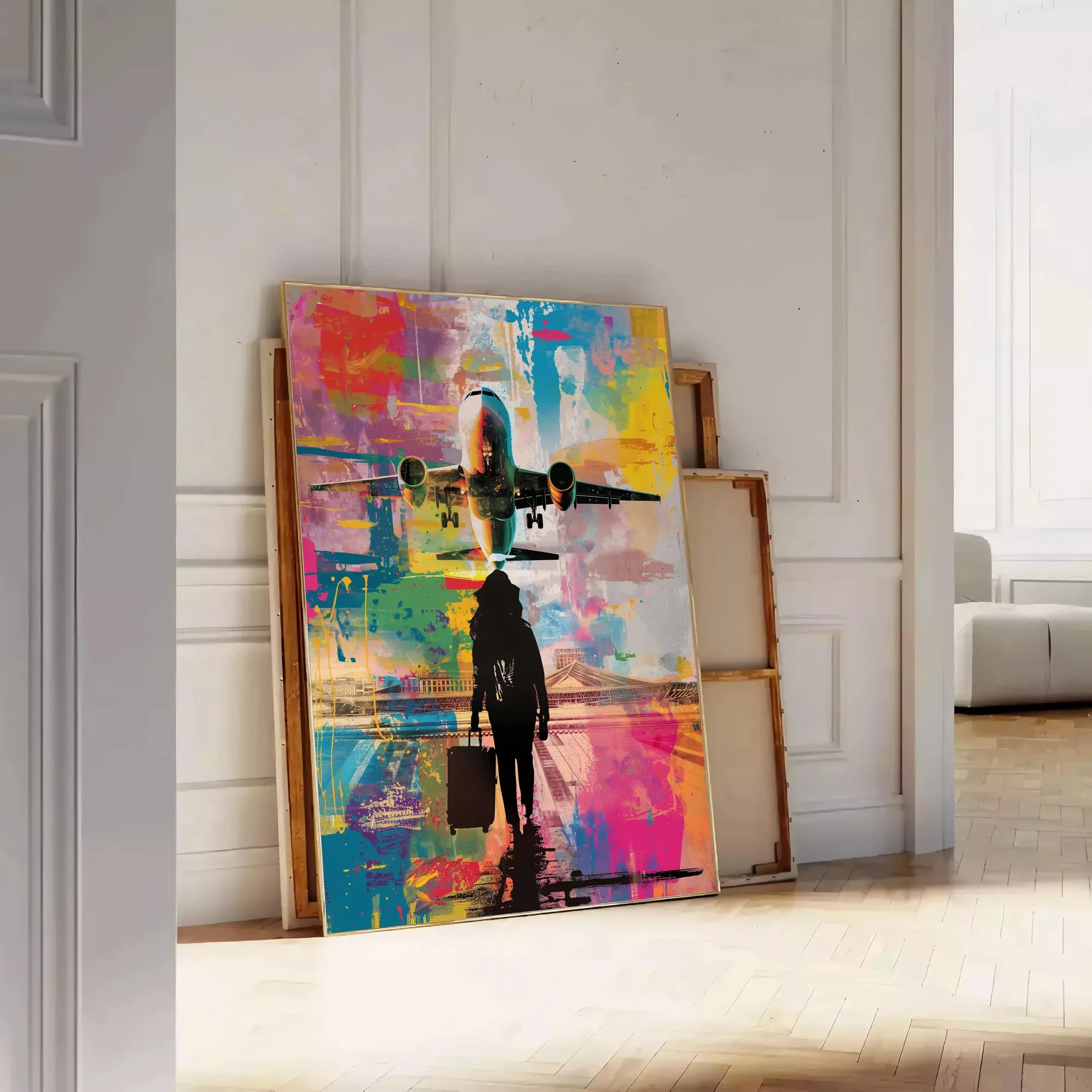 space vibrant pop art poster bold green blue hues striking wall piece unique gift artwork modern flair room unframed options convenience