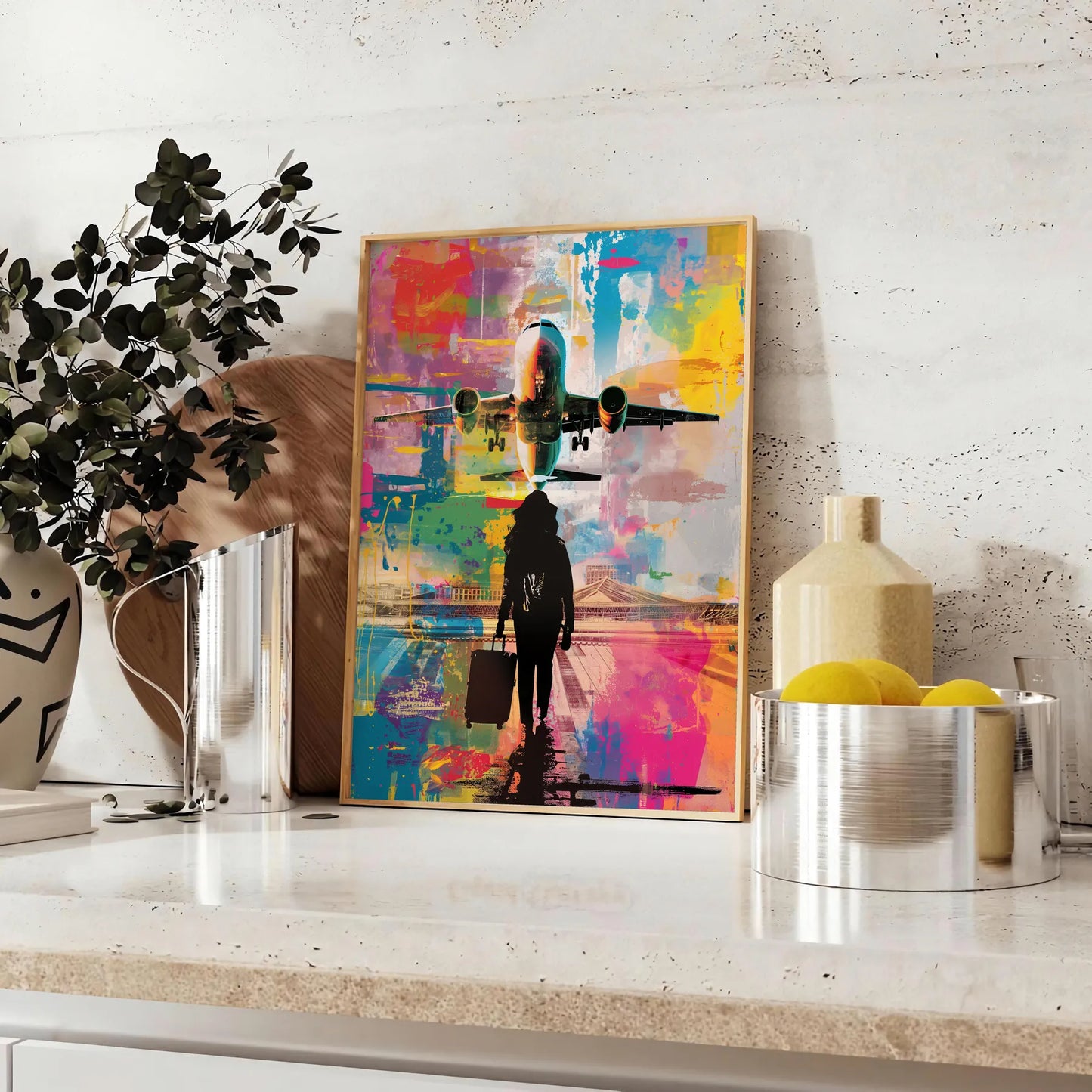 space vibrant pop art poster bold green blue hues striking wall piece unique gift artwork modern flair room unframed options convenience