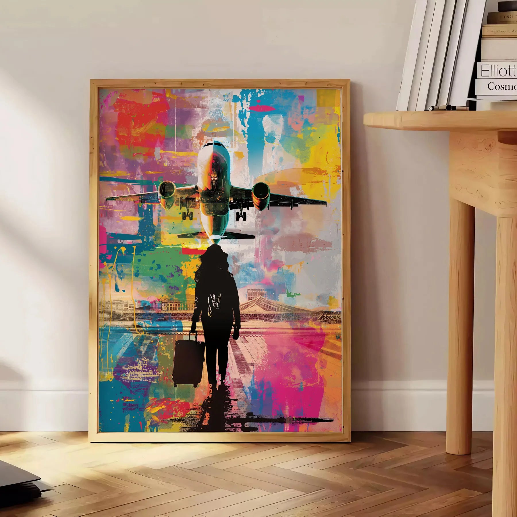 space vibrant pop art poster bold green blue hues striking wall piece unique gift artwork modern flair room unframed options convenience