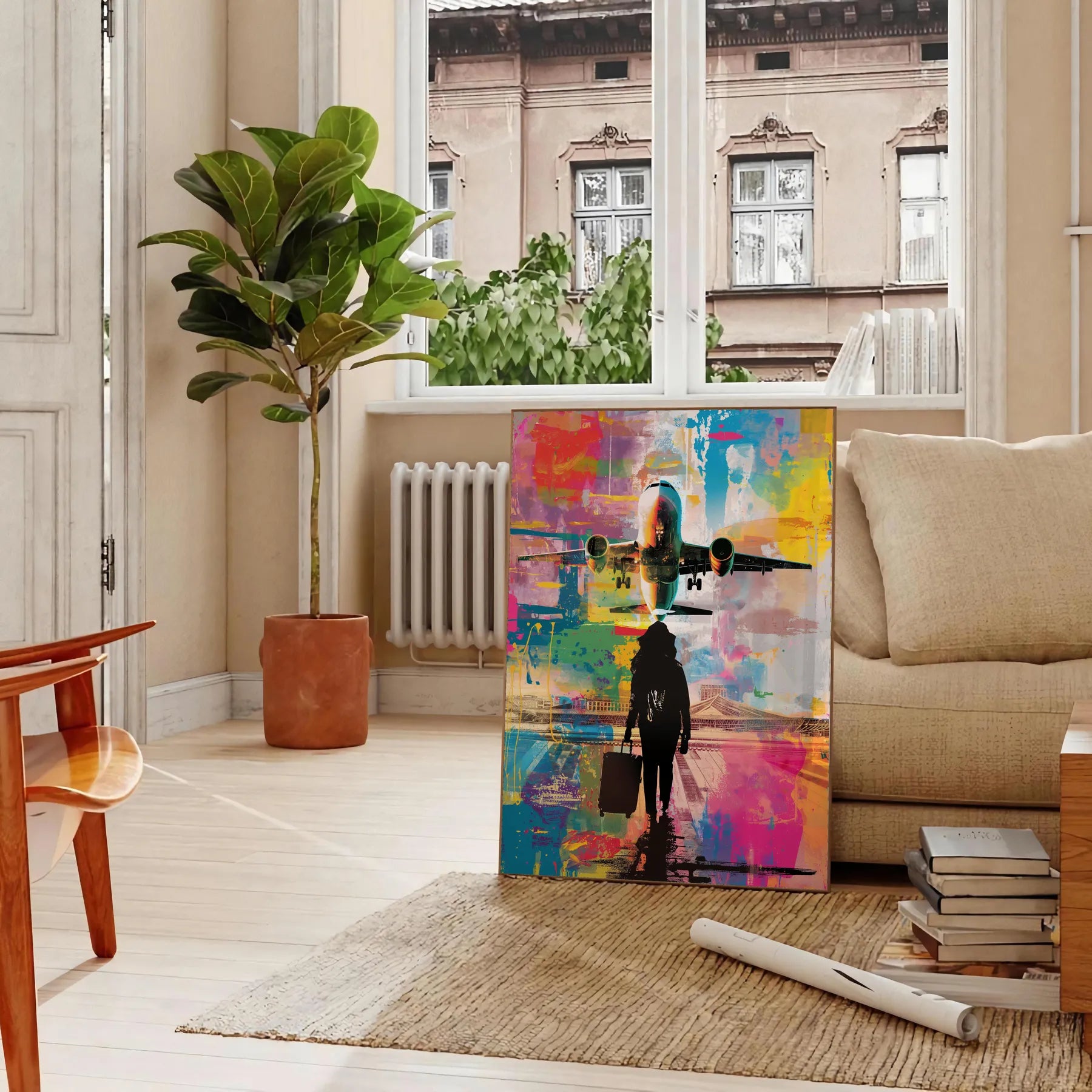 space vibrant pop art poster bold green blue hues striking wall piece unique gift artwork modern flair room unframed options convenience