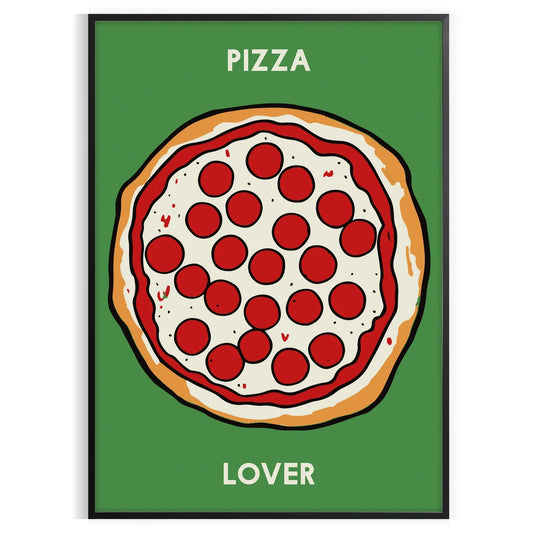 kitchen décor vibrant Pizza Poster eye black green design perfect food enthusiasts wall art unique gift artwork savory touch space framed frameless versions