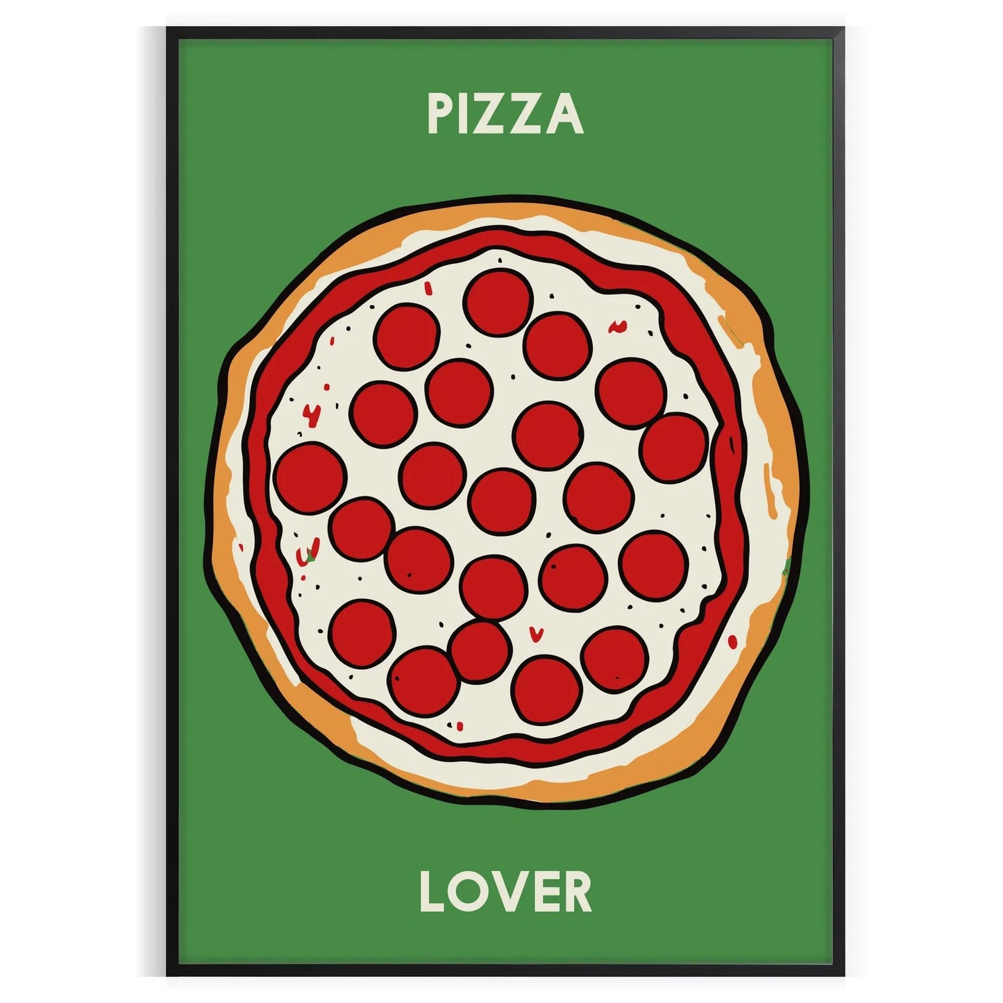 kitchen décor vibrant Pizza Poster eye black green design perfect food enthusiasts wall art unique gift artwork savory touch space framed frameless versions