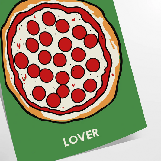 kitchen décor vibrant Pizza Poster eye black green design perfect food enthusiasts wall art unique gift artwork savory touch space framed frameless versions