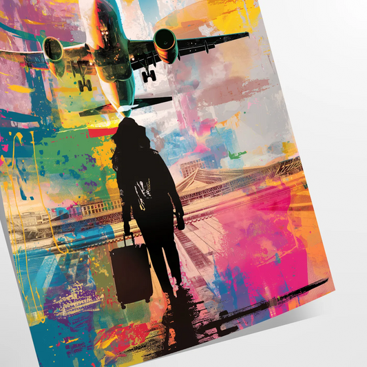 space vibrant pop art poster bold green blue hues striking wall piece unique gift artwork modern flair room unframed options convenience